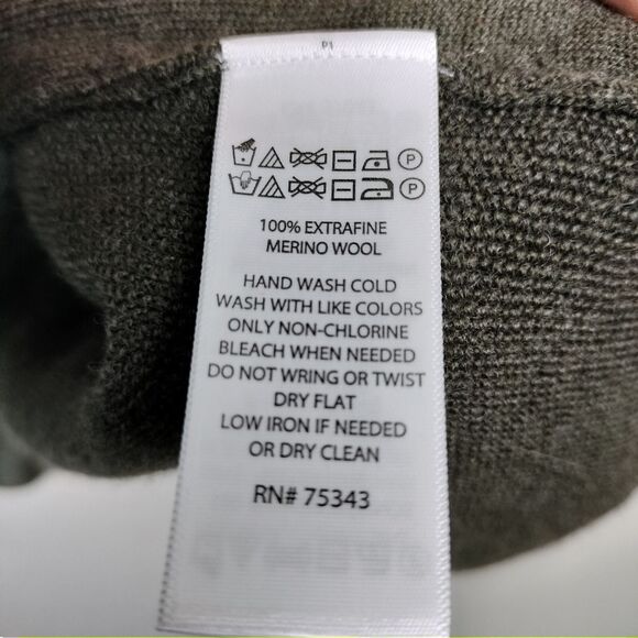 Adrienne Vittadini Sweater Womens Small Green Cardigan Merino Wool Shawl Collar - Picture 13 of 15